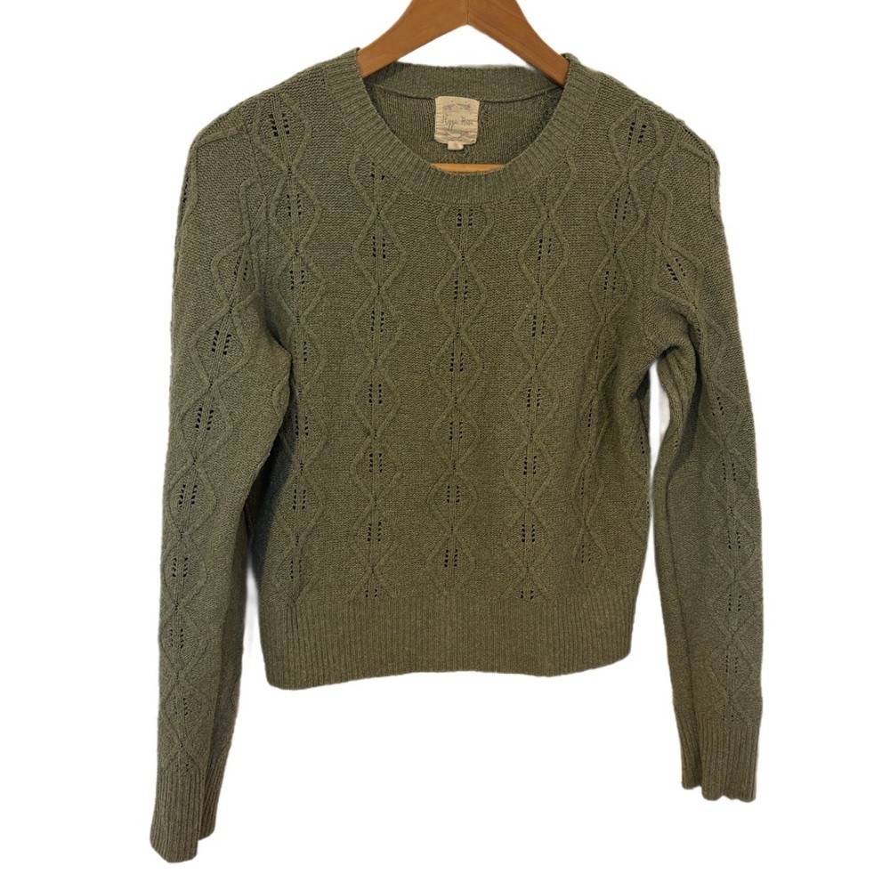 Women’s Size Small‎ Olive Cable Sweater By Hippie Rose